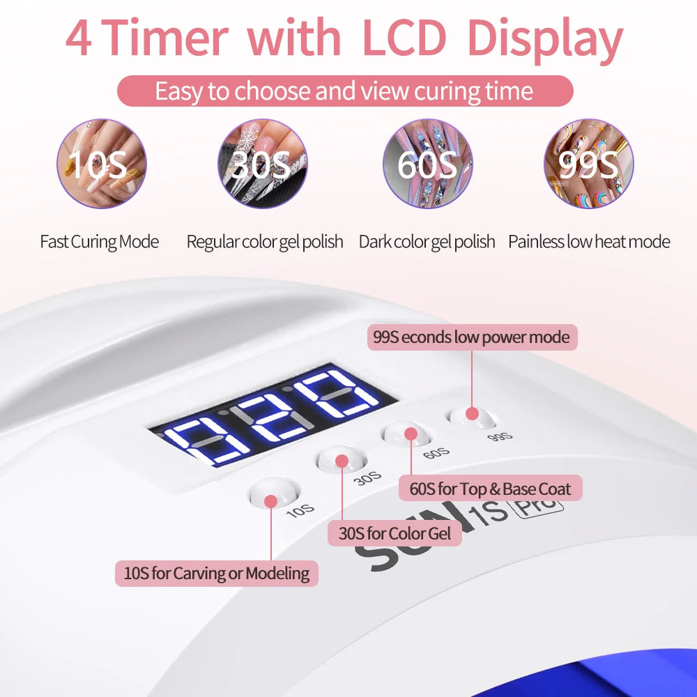 YIKOOLIN SUN 1S 48W UV LED Nail Lamp Professional Fast Dryer Automatic Sensor LCD Display Nail Gel Curing Light Box for Salon