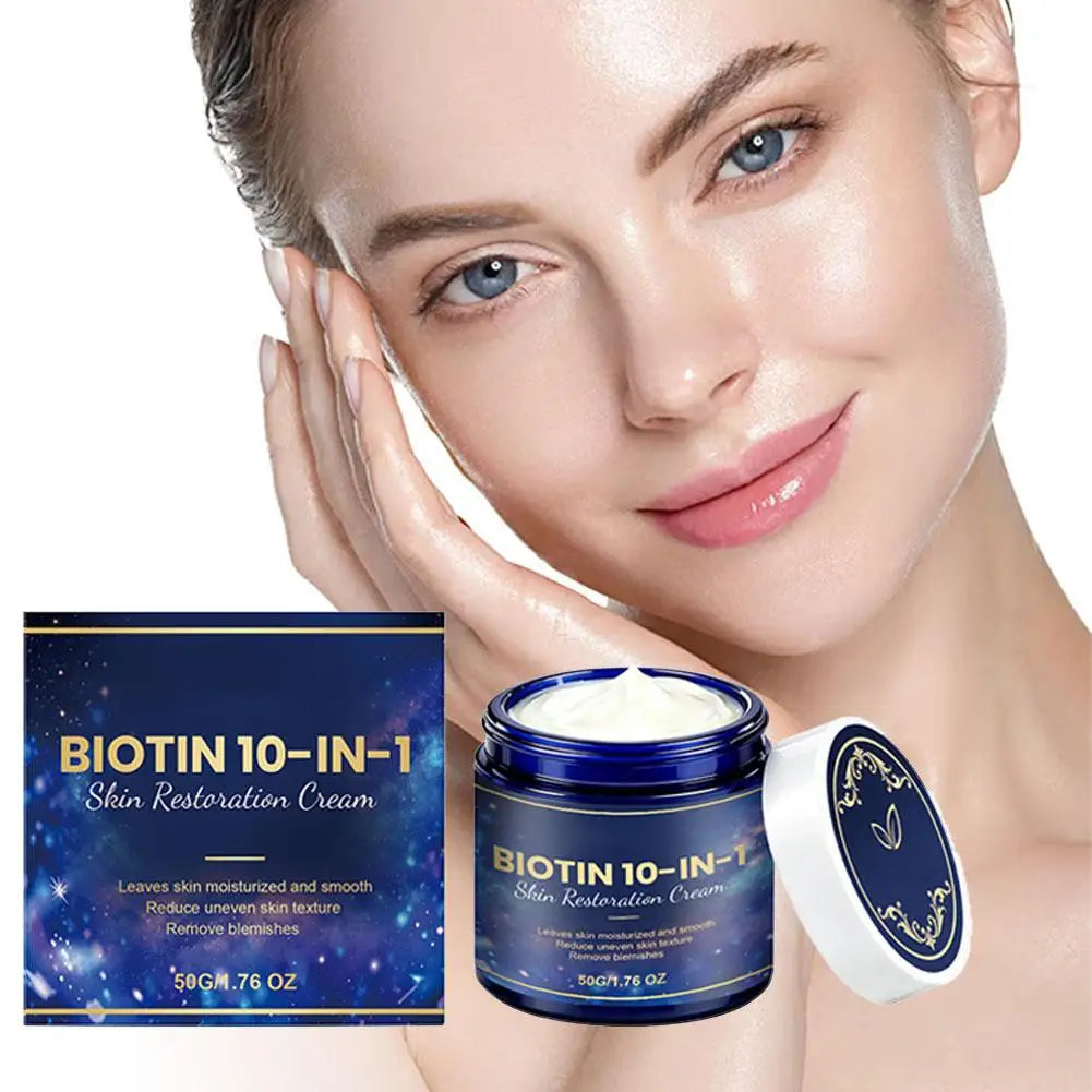 10‑in‑1 Biotin Anti‑Aging Facial Restoration Cream, Deep Smoothing Moisturizer, Nourish Repair Rough Dull Skin for Face Neck