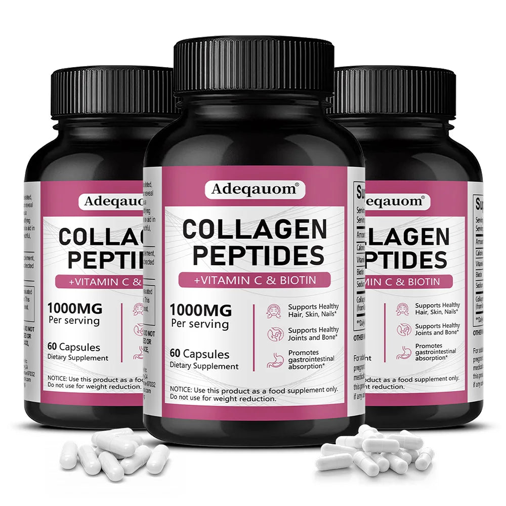 Multi Collagen Peptides Capsules with Vitamin C, Biotin, Support Skin Hair Nail Joint Bone Digestion & Intestinal Wellness