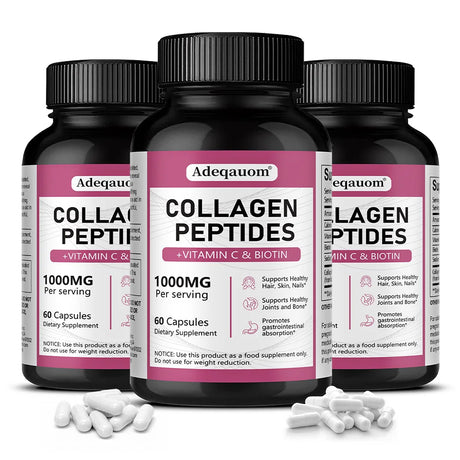 Multi Collagen Peptides Capsules with Vitamin C, Biotin, Support Skin Hair Nail Joint Bone Digestion & Intestinal Wellness