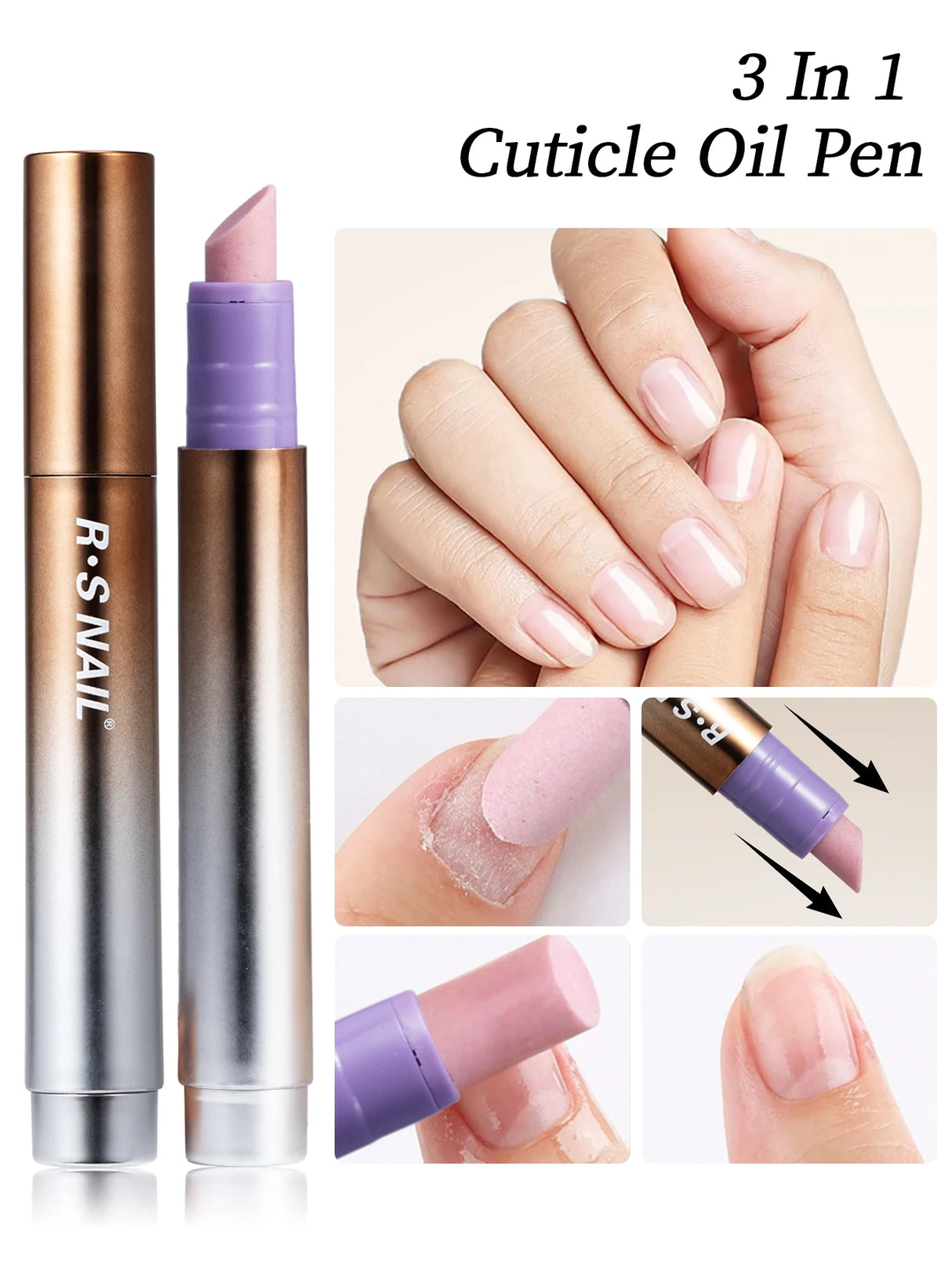 1/2PCS 3-In-1 Cuticle Oil Pen Nail Art Essence Pen Nail Cuticle Remover Pen Dry & Damaged Nails Nourishing Moisturize Nails Care