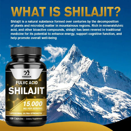 Shilajit Pure Himalayan 15000 Mg Pill, with Fulvic Acid, Support Immune System, Bone Health, Metabolism, Men & Women, Non-GMO
