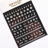 Sliver Bronzing 3D Christmas Nail Art Decoration Sticker Sparkly White Colorful Glitter Geometry Snowflake Winter Slider Foil