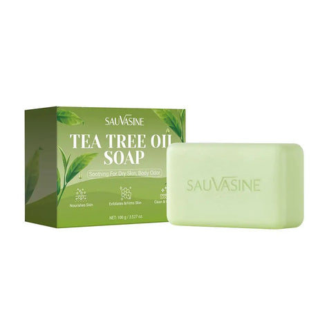 100G Tea Tree Soap, Handmade Soap Bar with Tea Tree Oil, Natural Soaps for Body Skin Cleaning,Gentle Exfoliating Bar Soap care
