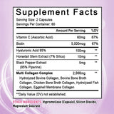 Multi Collagen Complex Capsules - with Hyaluronic Acid, Biotin - Protect Bones and Joints,Promotes Skin Health