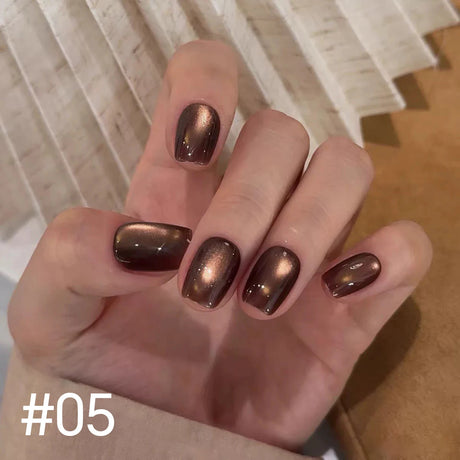 12ml 1-21pcs Brown Gold Cat Eye Gel Nail Polish Hot Selling Winter Whitening Magnet Gel Polish Gold Nails Nail Supplies Nail Art