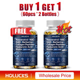 Resveratrol+NAC+NAD+Collagen Peptides+Hyaluronic Acid+Biotin Capsules, Boost Energy & Focus, Anti-Aging, Cellular Vitality