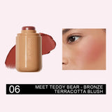 Pocket Matte Blush Stick Long Lasting Non-Sticky Lip & Cheek Tint Natural Nude Brightening Contour Rouge