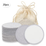 Double Round Makeup Remover Pads 20Pcs + Cleaning Mesh Bag, Machine Washable, Reusable, Suitable for All Skin Types