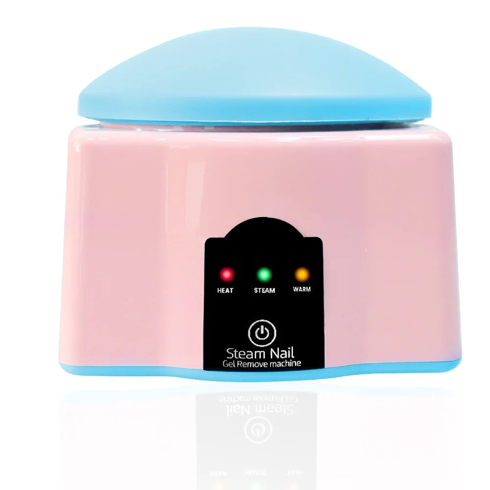 110V-220V Upgraded Steam Nail Polish Remover Machine Steamer with Color Cuticle Pusher Spoon Tools for Nail Gel Polish Removal