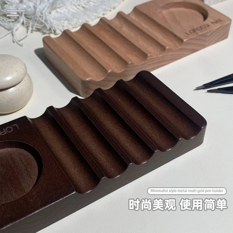Nail Art Pen Holder Set Made of Natural Wood Multifunctional Color Palette Pen Washing Cup Storage Rack Pen Holder Nail Art Tool