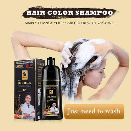 Hair Color Shampoo for Gray Hair 3 in 1 Black Hair Dye Shampoo for Women&Men Natural Herbal Safety Nourishing Hair Care Cream