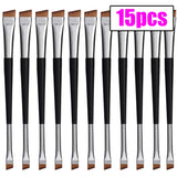 Professional Eyebrow Brush Eyeliner Angled Flat Head Blade Eye Liner Brow Contour Makeup Brushes Double-head Make Up Tools 15pcs