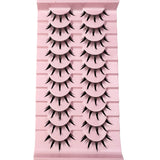 New 14/10/7/5Pairs Manga Lashes Natural Eyelashes Soft Cross Wispy Clear Band False Eyelashes Doll Eyes Lashes Cosplay Extension