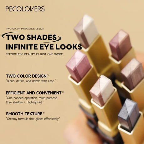 Double Color Eyeshadow Stick Glitter Highlight Shadow Stick Eye Makeup Waterproof Lasting Shimmer Metallic Eyeshadow Makeup