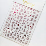 Sliver Bronzing 3D Christmas Nail Art Decoration Sticker Sparkly White Colorful Glitter Geometry Snowflake Winter Slider Foil