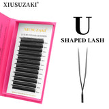 XIUSUZAKI U Shaped YY Eyelashes Extensions Matte Black Natural Double Tips U Shape 2D YY Lashes Premade Fans Volume False Lashes
