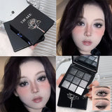 Punk Smoked Black Gray 9 Color Eyeshadow Makeup Palette Dark Color Pressed Glitter for Eyes Shadow Pigment Powder Cosmetics