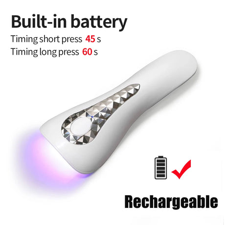 Handheld UV LED Nail Lamp USB Rechargeable Mini Manicure Lamp Nail Dryer With 5 Lamp Beads Quick Drying Gel Nail Polish
