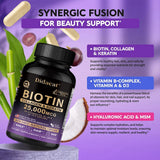 Biotin Vitamins with Collagen & Keratin - 25000 mcg Capsules,B1,B2,B3,B6,B7 Complex,Healthy Nails & Skin,Hair Growth