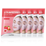 5pcs SADOER Strawberry Face Mask Mud Masks Facial Moisturizing Blackhead Removal Clay Skin Care Products
