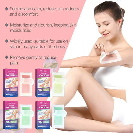 OceAura Hair Removal Wax Strips for Legs and Body Hair Growth Postponement Easy Operation Non-Irritating Depilatory Wax Strips