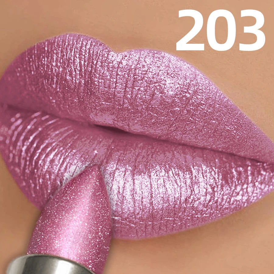 Metallic Glitter Lipstick 3 Color Waterproof Lip Balm Red Long Last Lip Tint Matte Lip Makeup Gifts  Shiny Lip Gloss Cosmetic
