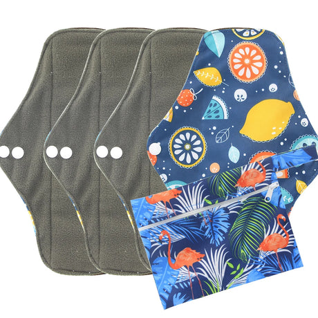 5pcs Set 4pcs Bamboo Reusable Sanitary Pads Washable Absorbent Cloth Menstrual Pads+1pc Bonus Free Mini Wet Bag