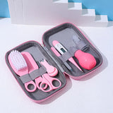 8PCS Baby Care Cleaning Set Nail Clippers Comb Head Massage Nasal Aspirator Thermometer Soft Bristle Brush Children Grooming Kit