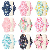 Ohbabyka 5pcs Washable Sanitary Towel Cloth Reusable Menstrual Pads Super-Absorbent Soft and Comfortable Bamboo Sanitary Pads