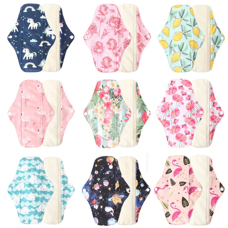 Ohbabyka 5pcs Washable Sanitary Towel Cloth Reusable Menstrual Pads Super-Absorbent Soft and Comfortable Bamboo Sanitary Pads