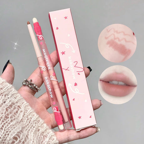 1pc Nude Brown Matte Lipliner Pencil with Brush Waterproof 3D Lip Liner Plumping Tint Contouring Milk Peach Lipstick Pen Makeup