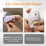 Electric Nail Clipper Cutter with LED Light 2 IN 1 Automatic Nail Grinder Trimmer for Baby Adult Mini Manicure Tools Nail Care