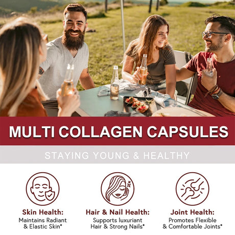 YIMIDUK Multi Collagen Peptides 1500mg Capsules, Supports Skin, Hair, Nails, Joint & Bone Health, Digestion & Daily Vitality