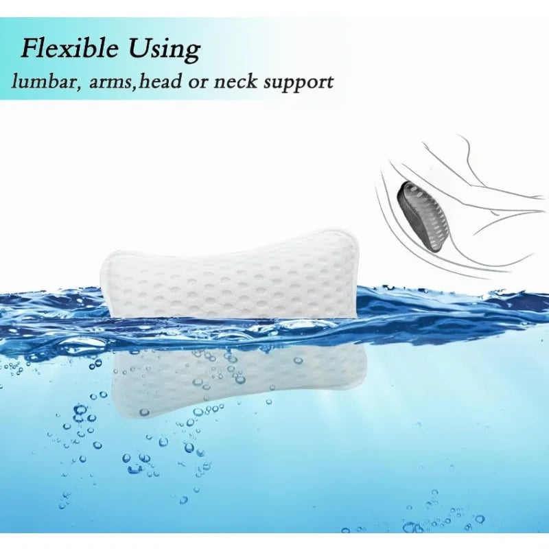 Bath Pillow with Easy-Dry Hook, Neck Support, 2 Anti-Slip Suction Cups