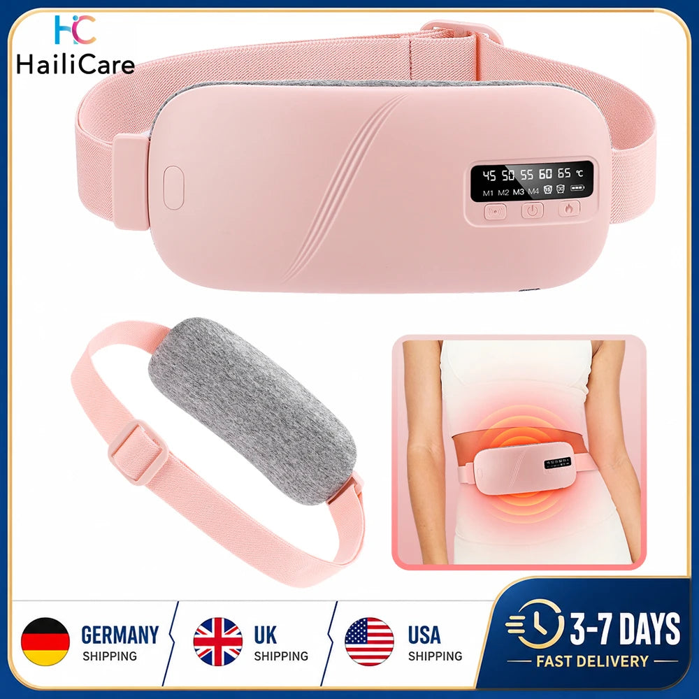 Electric Vibration Abdominal Massager 5 Levels Heating Pad For Menstrual Period Cramps Relief Waist Belly Warm Palace Belt
