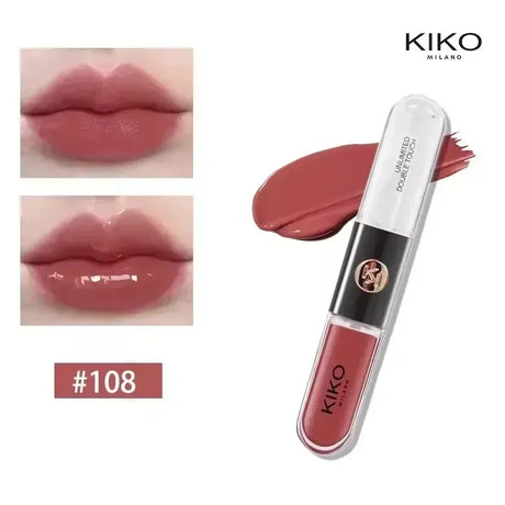 Kiko Double Headed Lipstick Transparent Mirror Non Fading Non Stick Cup Lip Gloss Milk Tea Bean Paste Naked Nature Lip Makeup