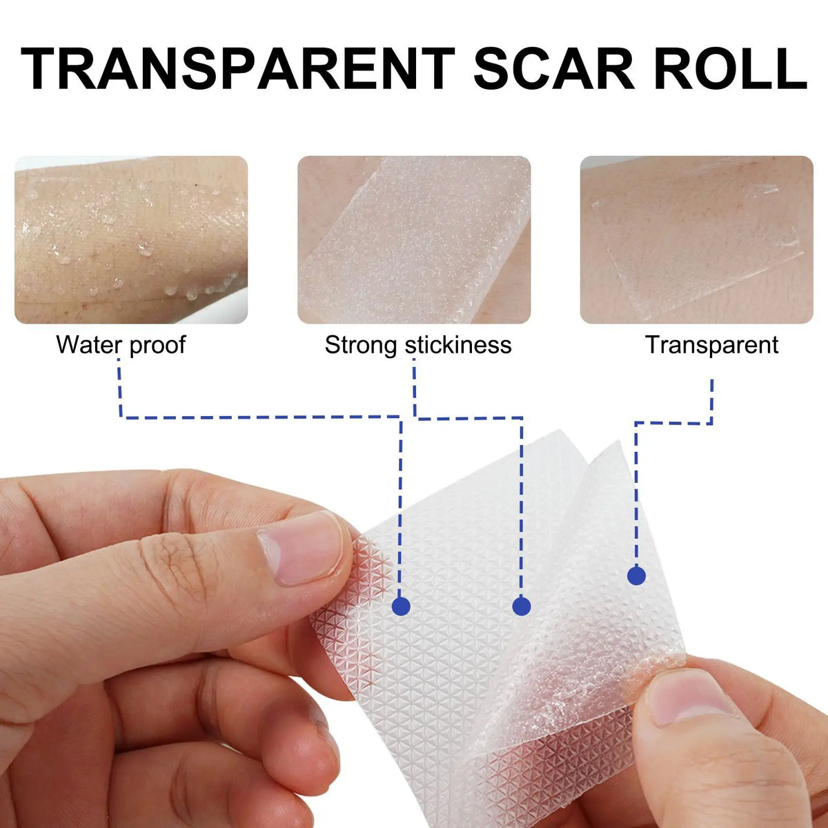 1 Roll Invisible Silicone Scar Sheets , 4cm X 150/300cm Self-Adhesive Scar Cover Tape Reusable and Effective Skin Care Strips