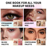 43-color All-in-One Makeup Palette Set, 4-Layer Book Design for Matte Shimmer Eyeshadow Blush Contour Highlighter Cosmetics