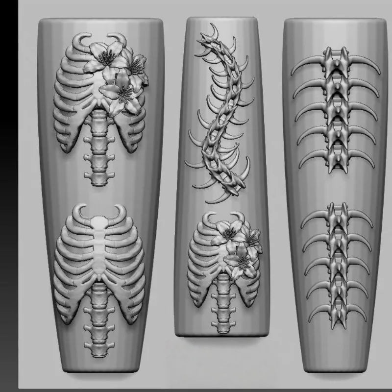 3D Silicone Nail Art Mold Ribs Spine Bone Design DIY Nail Decor Transparent Manicure Template