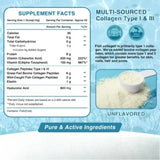 Marine Collagen Peptides Powder - Type I III Collagen with Probiotics, Vitamin C & Hyaluronic- Unflavored - 12.35oz/35 Servings