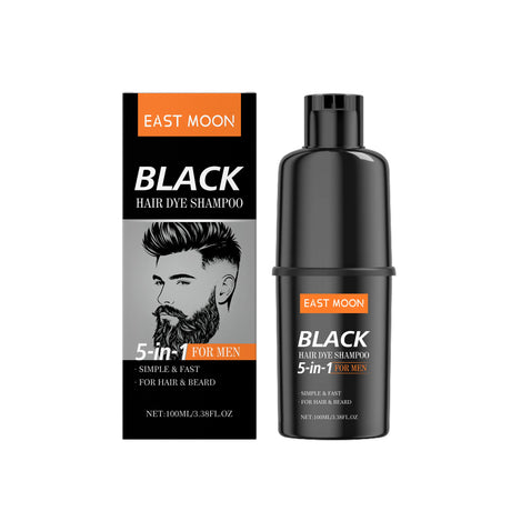 East Moon Men's Black Hair Dye Shampoo Fast Coloring Removal White Gray Hair Long Lasting Nourishing Natural Beard Dye Shampoo