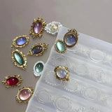 Retro Picture Frame Gem Baroque Shell Carving 3D Relief Manicure Templates Nail Art Transparent Silicone Nail Mold