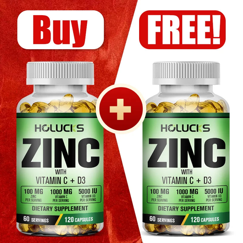 Buy 1 Get 1 Free! Pure Zinc Supplement, for Immune System Booster, Wound Healing & Antioxidant Defense for Year-Round Wellness