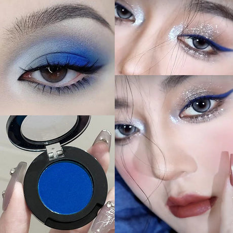 Single Klein Blue Smoked Blue Eye Shadow Palette Gothic Red Pigments Smoked Eye Makeup White Lying Silkworm Eyeshadow Eyeliner