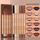 [Velvet Matte Lip Liner] 6pcs Long-Lasting Velvet Matte Lip Liner Pencils Set | Non-Drying & Perfect for Lining & Filling Lips