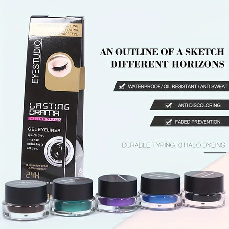 Rich Color Rendering Eyeliner Cream,Smudge Proof Waterproof Easy