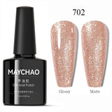 MAYCHAO Glitter Gel Nail Polish 7.3ml Semi-permanent Sequins Shiny Gel Base Top Coat Soak Off UV LED Varnish Nail Art Decoration