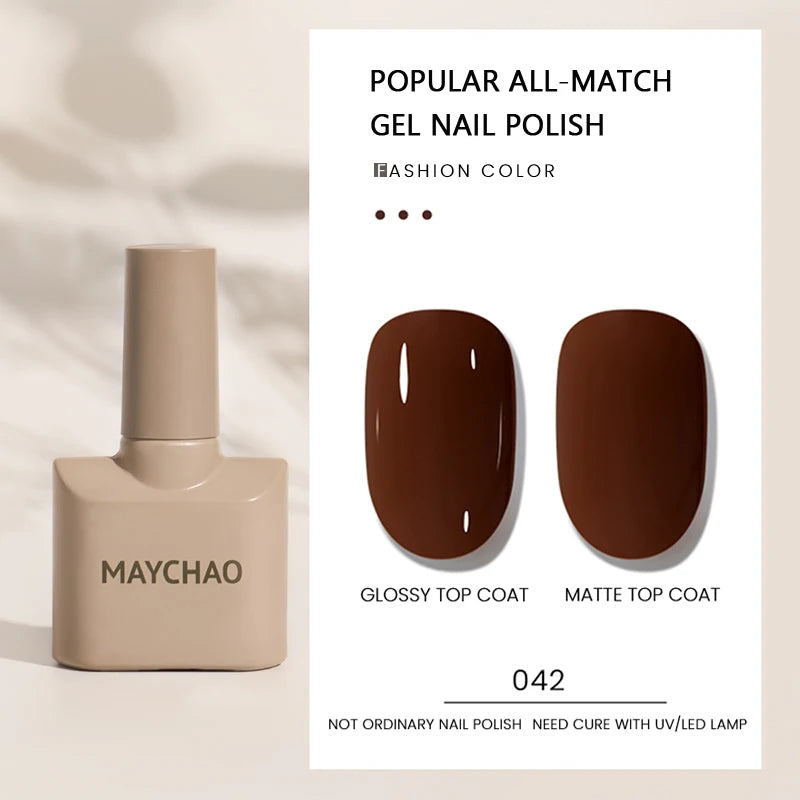 MAYCHAO Gel Nail Polish 12ML Full Coverage Base Top Coat Soak Off Gel Polish UV LED Gel Semi Permanent Varnishes Design Nail Art