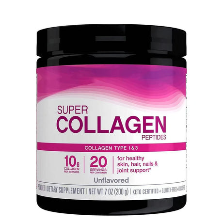 Super Collagen Powder Type 1 & 3 Hydrolyzed Bovine Collagen Supports Healthy Looking Skin Hair Nails Unflavored 20 Servings